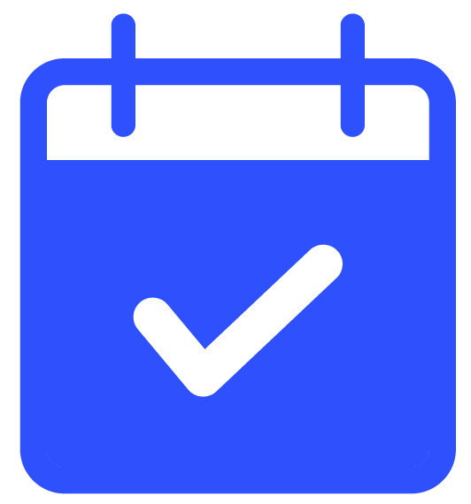 Calendar icon tick blue