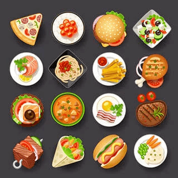 Selection of food emoji arranged in a grid