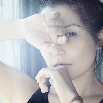 Woman with eye condition