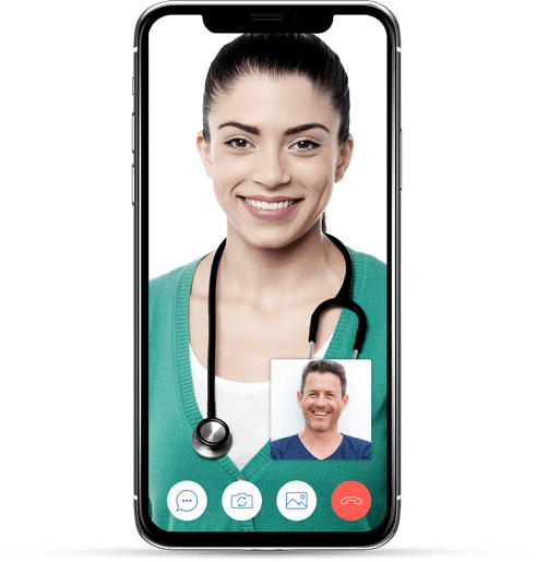 Female doctor in phone mock consultation